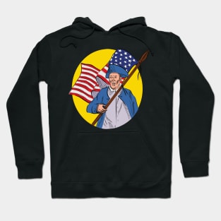 American Patriot Holding American Flag Hoodie